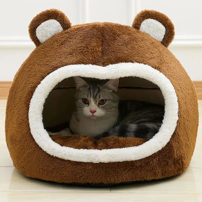 Cama Cueva de Felpa para Gatos