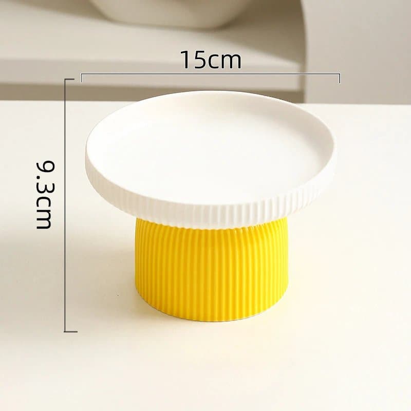 Cuenco de Cerámica Elevado Antideslizante en Amarillo blanco